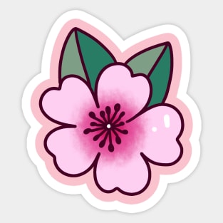 Cherry Blossom with Two Leaves Sticker